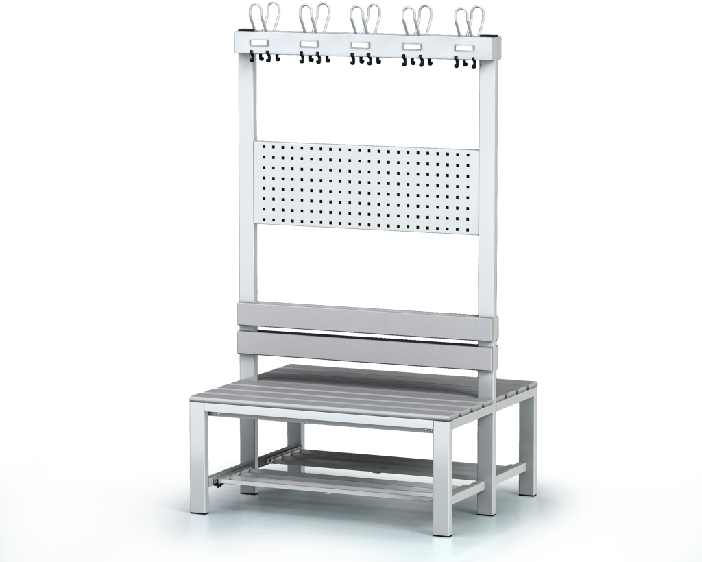 Double-sided benches with backrest and racks, PVC sticks -  with a reclining grate 1800 x 1000 x 830